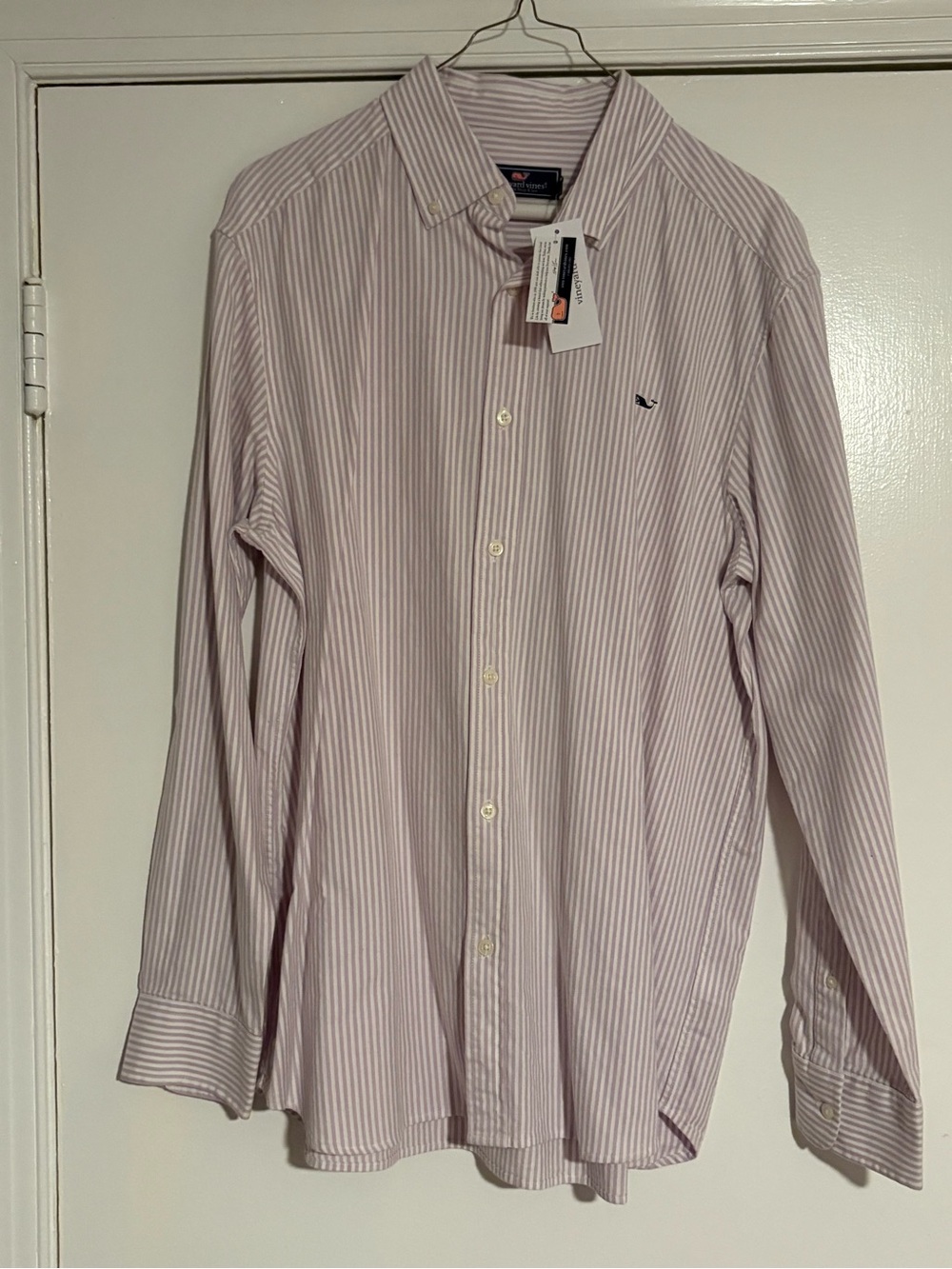 Vineyard Vines Men's Light Purple & White Striped Button-Down Shirt